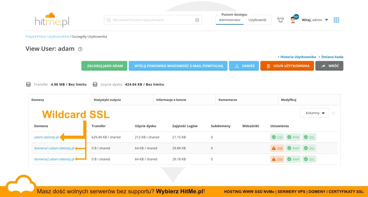 Directadmin domeny Wildcard SSL