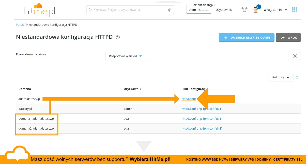 konfiguracja HTTPD dla domeny