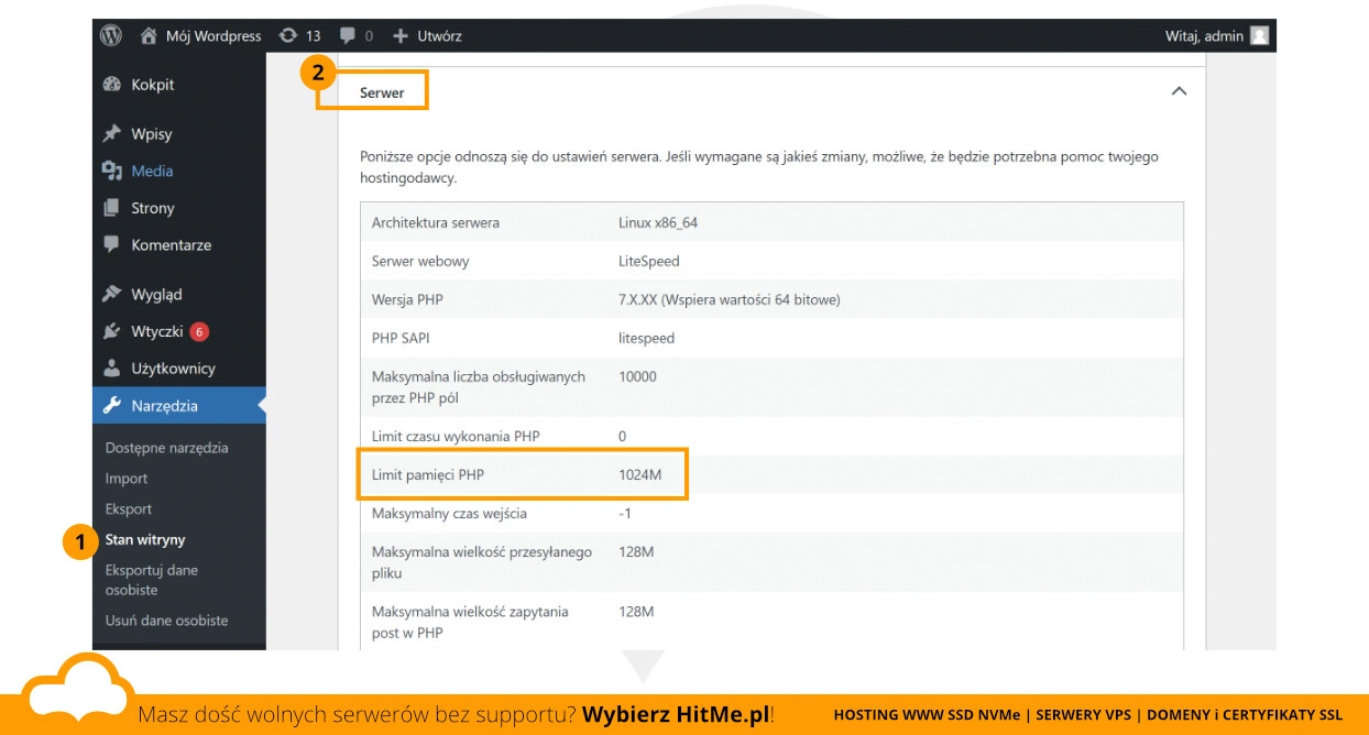 limit pamięci PHP WordPress