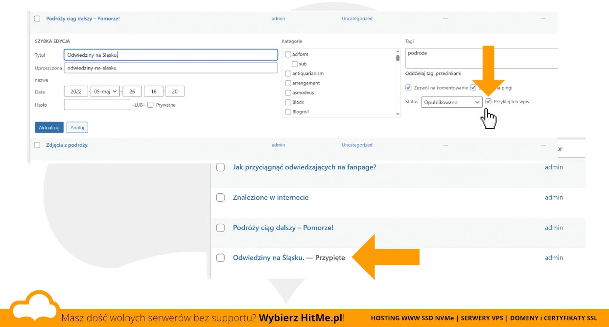 wordpress przyklej wpis
