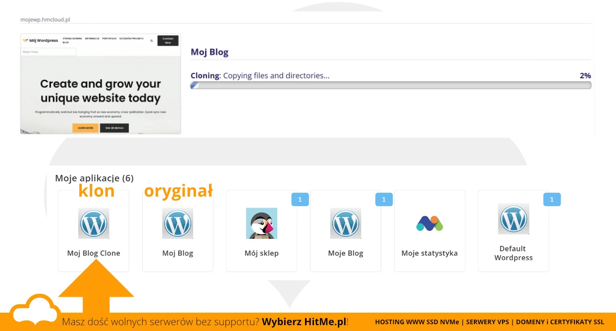 aplikacja wordpress klonowanie