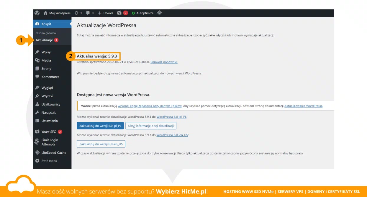 wordpress wersja informacje