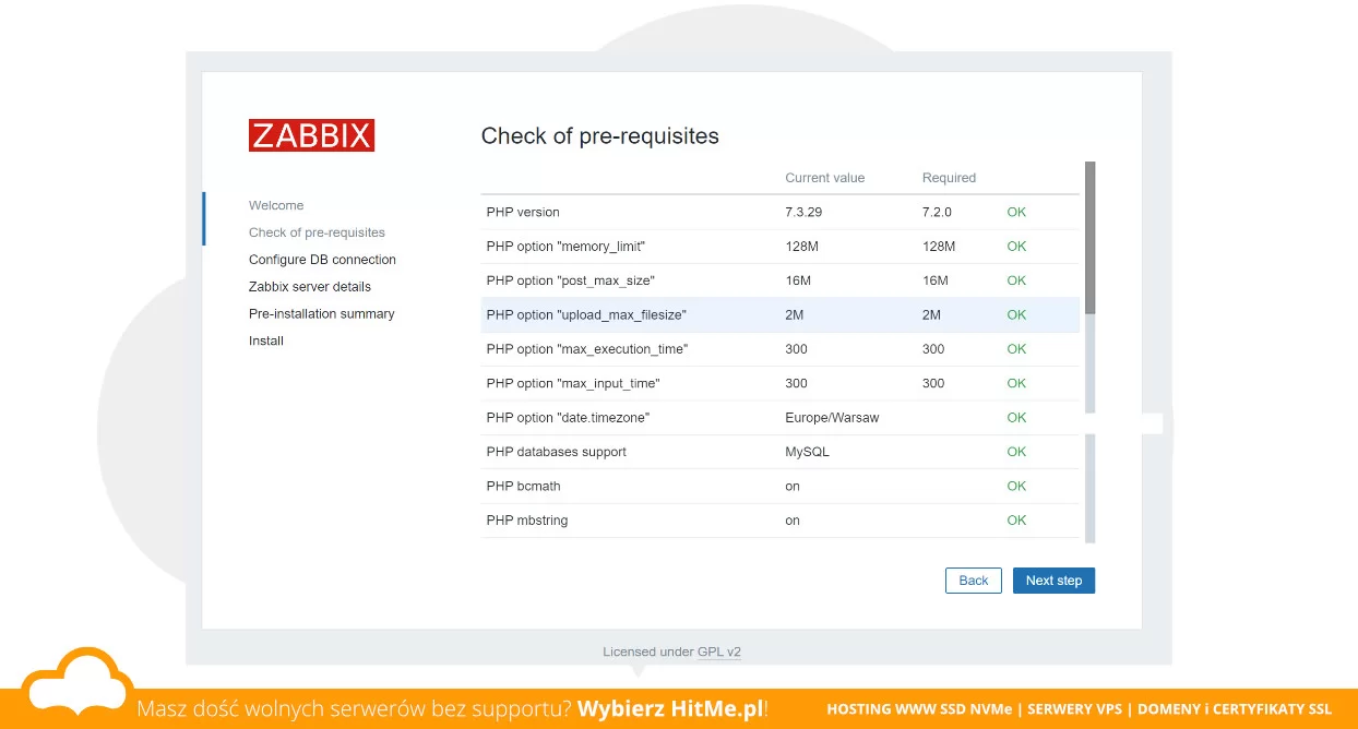 zabbix wymagania