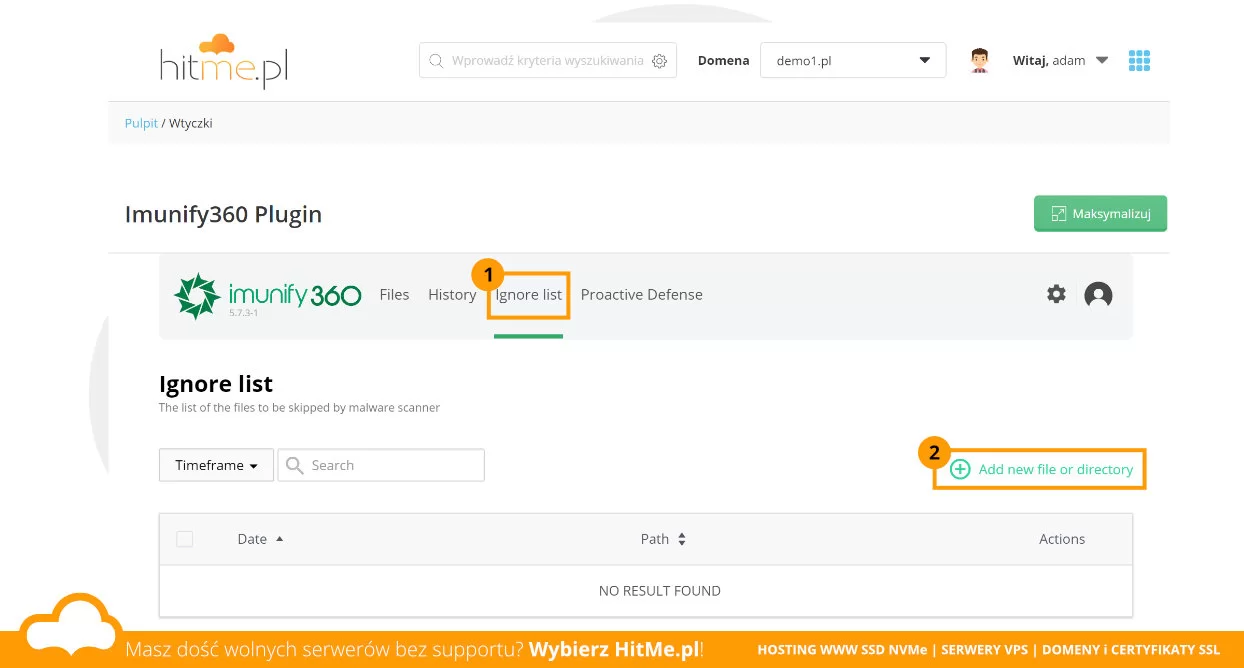 imunify360 ignore list