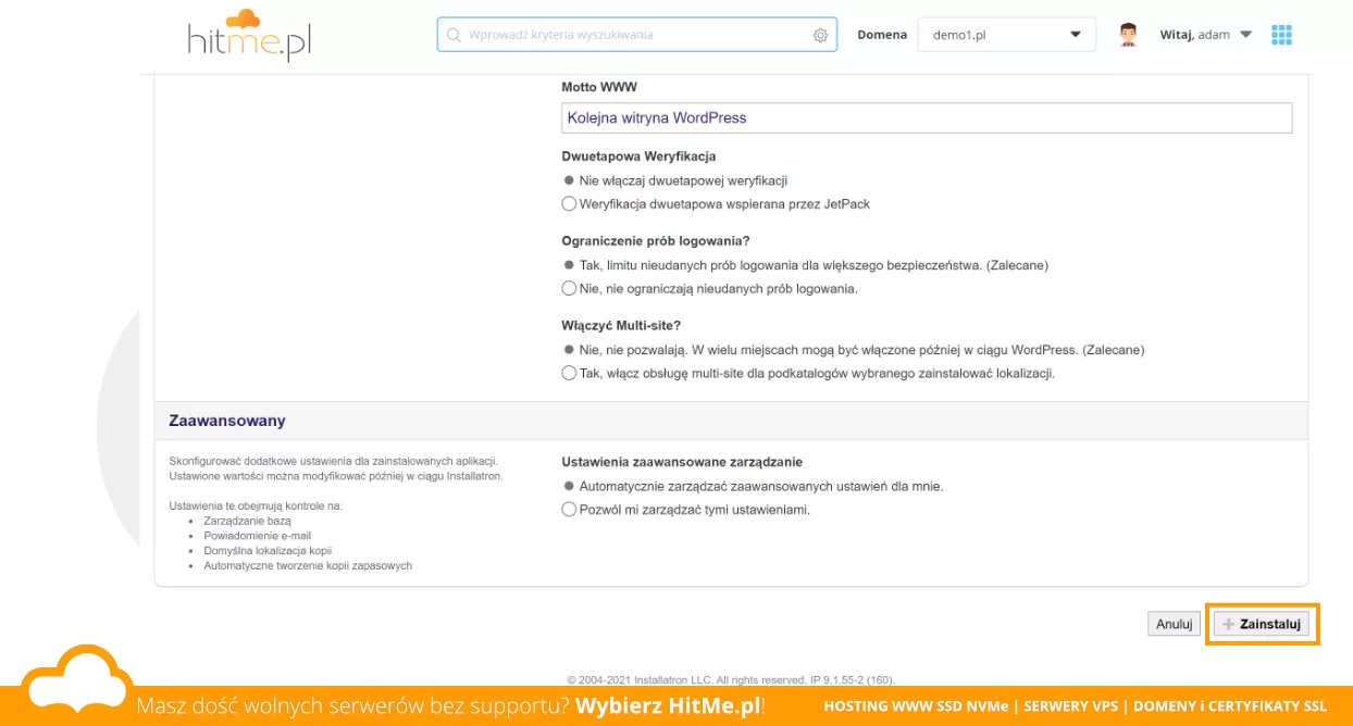 Wordpress rozpoczęcie instalacji