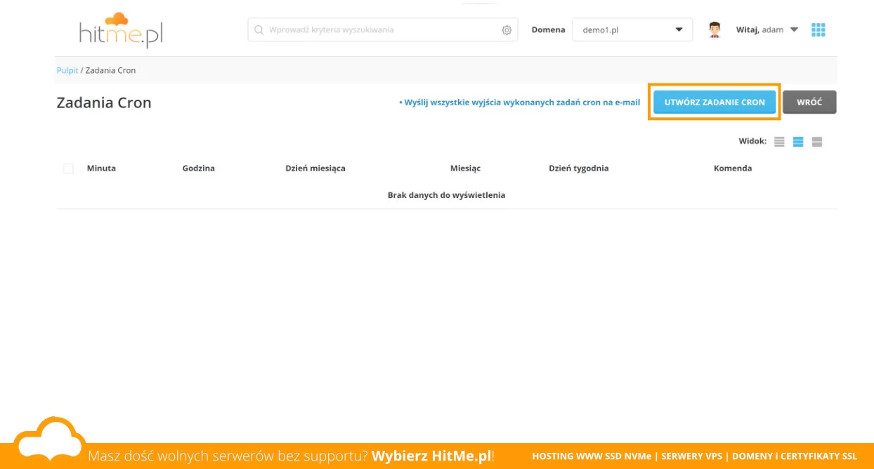 cron nowy wpis