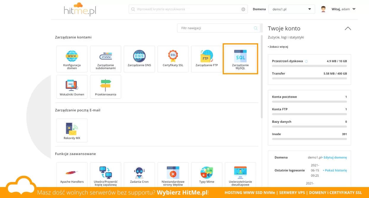 Zarządzanie MySQL phpmyadmin