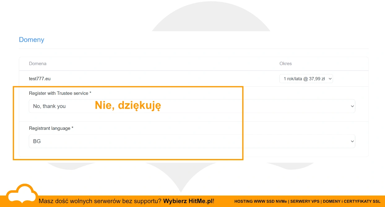 rejestracja bez trustee