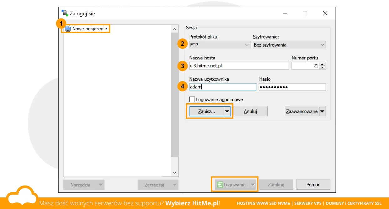Nowa sesja WinSCP