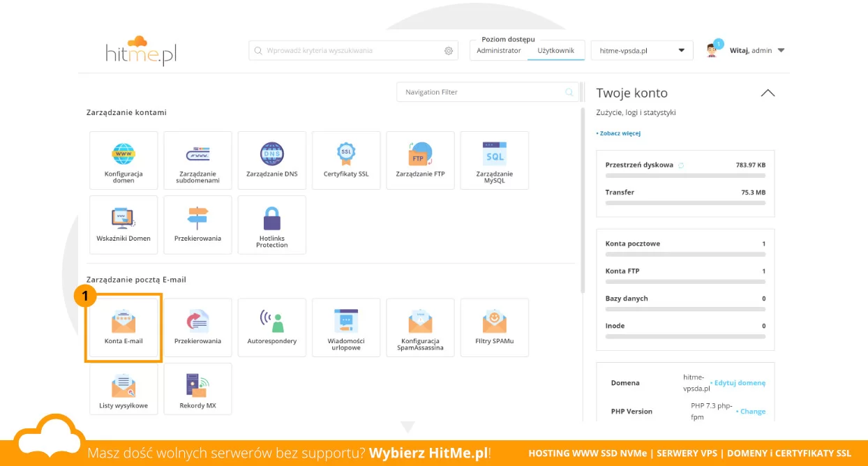 directadmin konta e-mail
