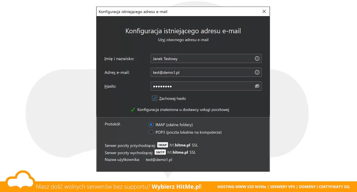 wykryj ustawienia email