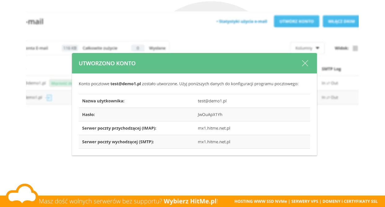 directadmin nowe konto pocztowe
