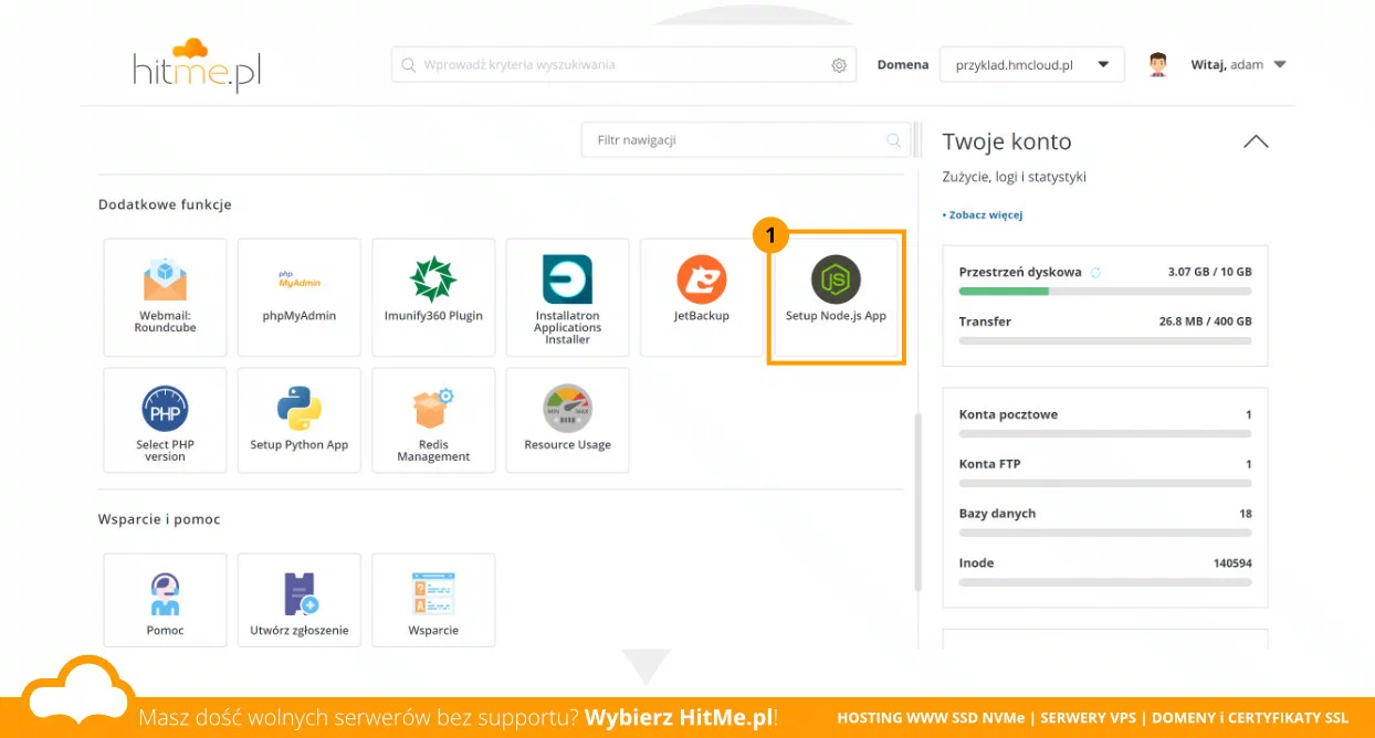 nodejs app directadmin
