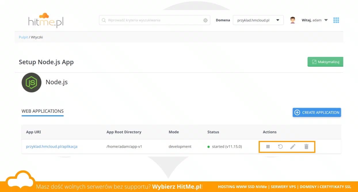 nodejs app kontrola
