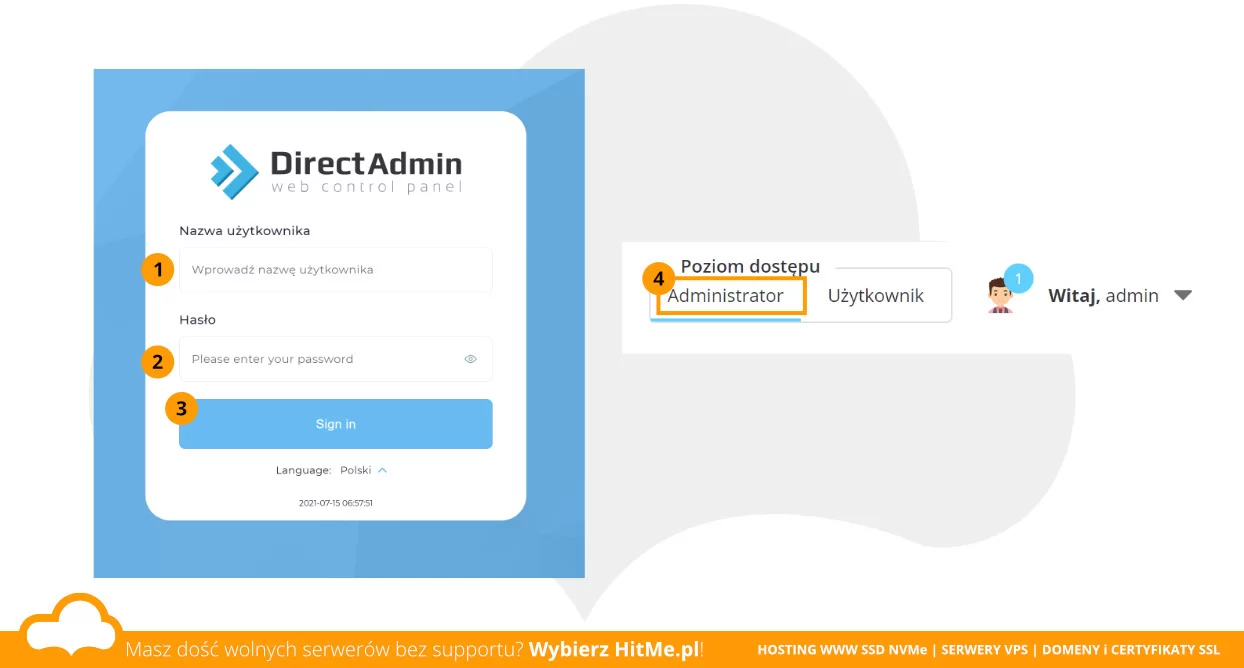 directadmin logowanie