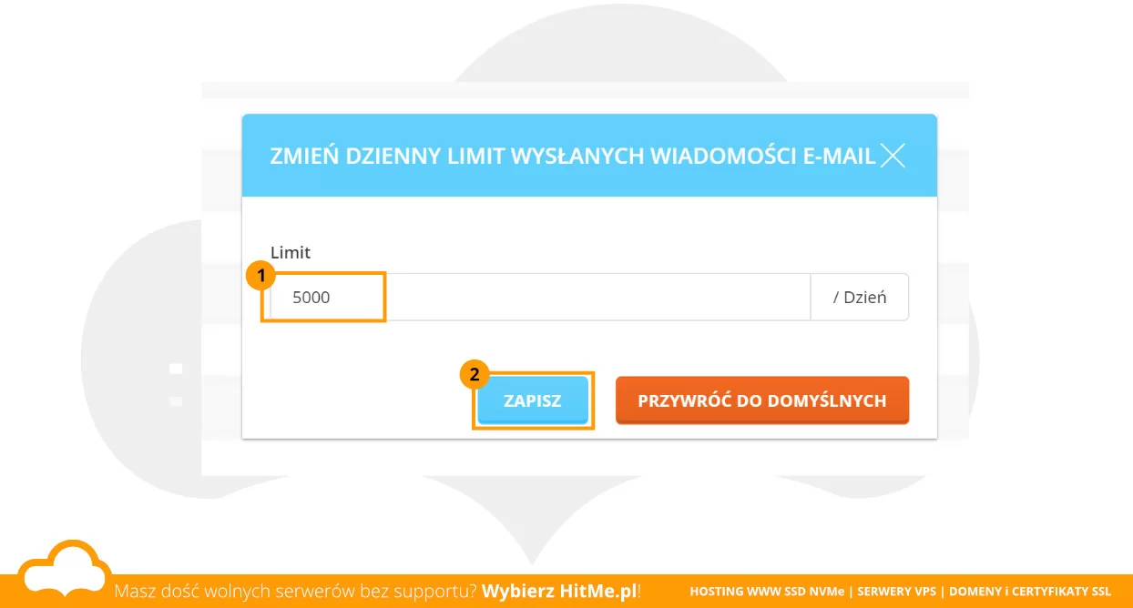 directadmin limit wiadomości