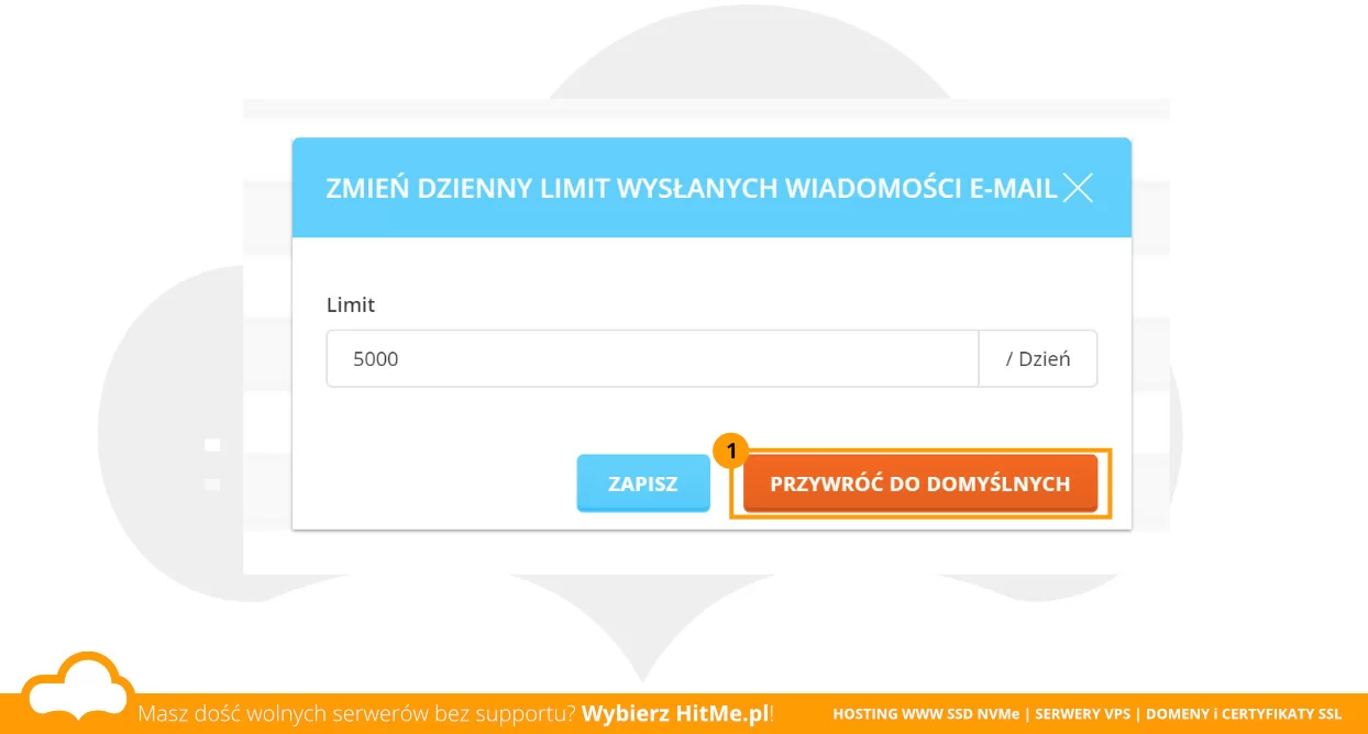 directadmin domyślny limit mail