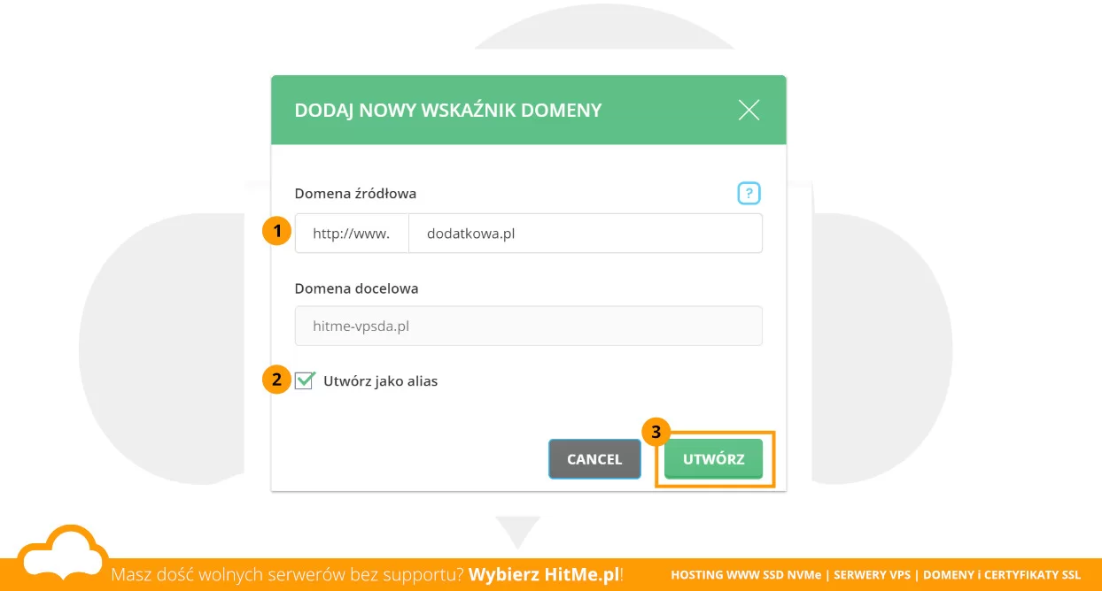 directadmin opcje wskaźnika domeny