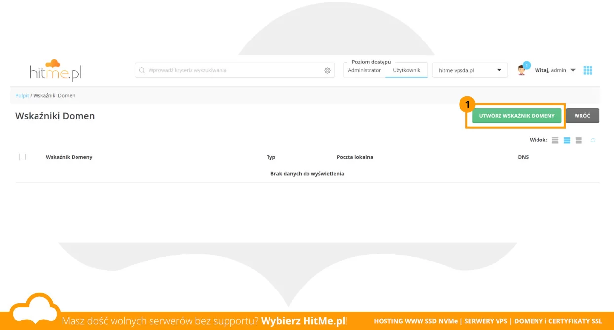 nowy wskaźnik domeny