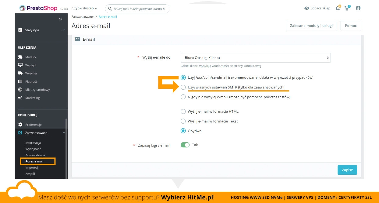 prestashop smtp