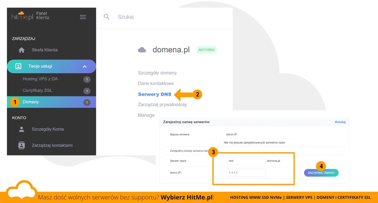 dodaj rekordy dns domeny