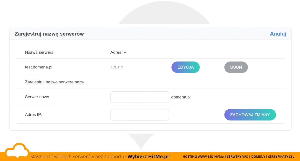 lista rekordy dns domeny