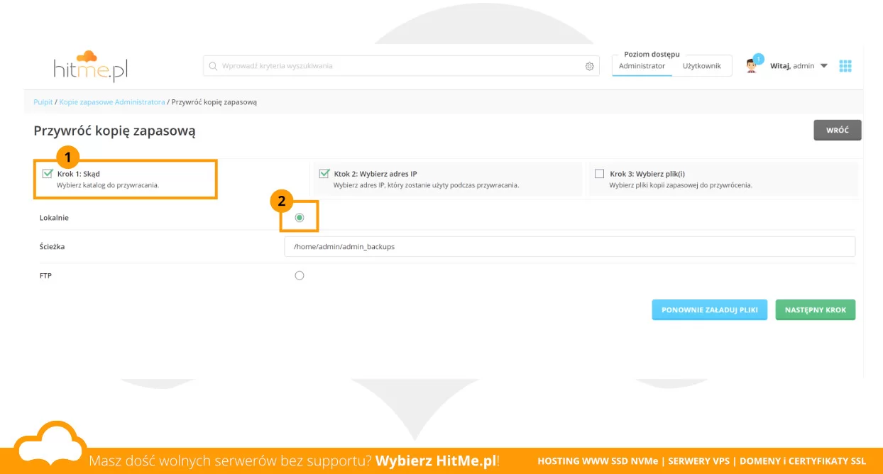 directadmin lokalizacja backup