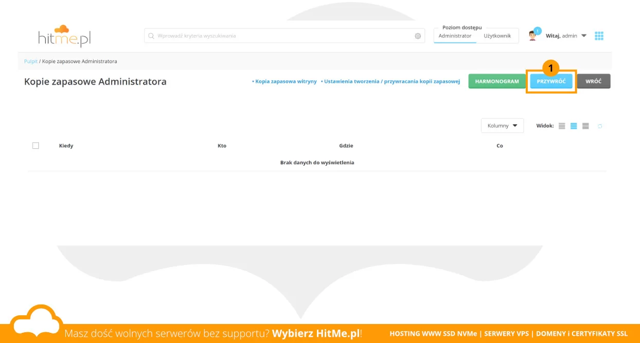 directadmin przywrócenie backup