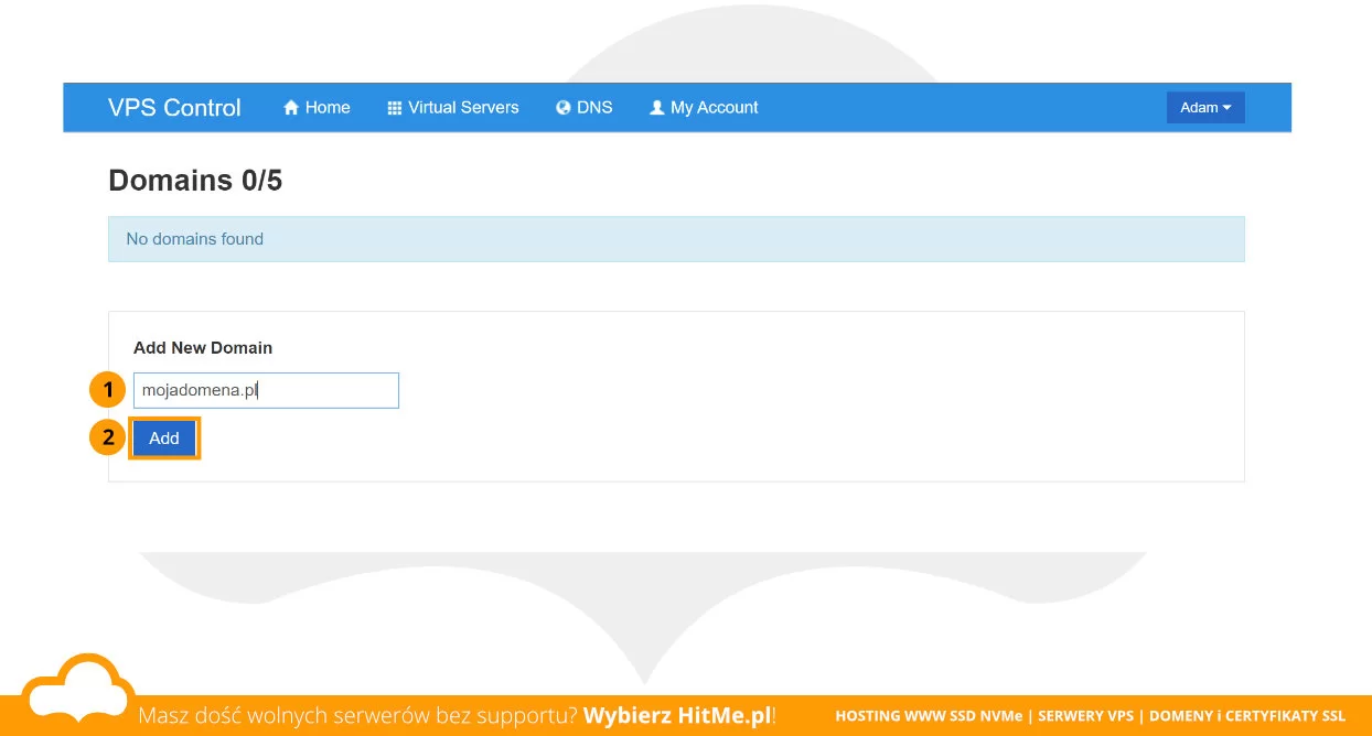 vps dodaj domene