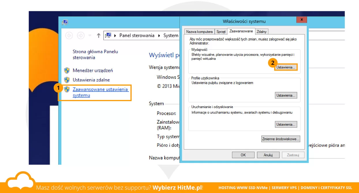 windows ustawienia wydajność