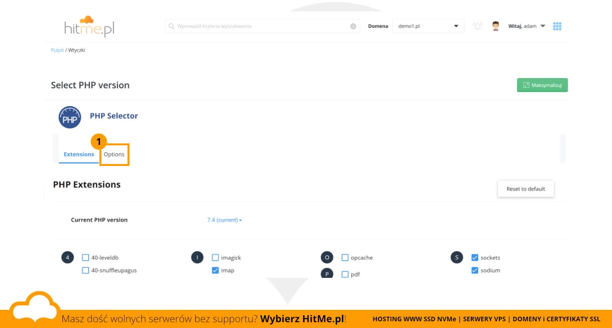 zmiana opcji php